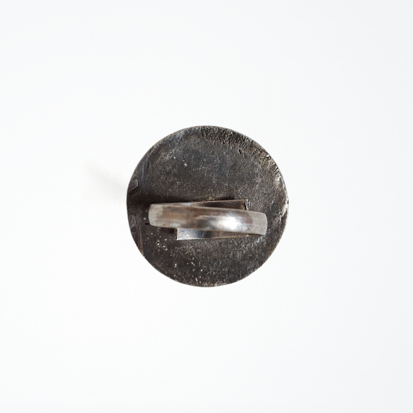 Hand Painted Floral Ring, Brass with Oxidised Polish
