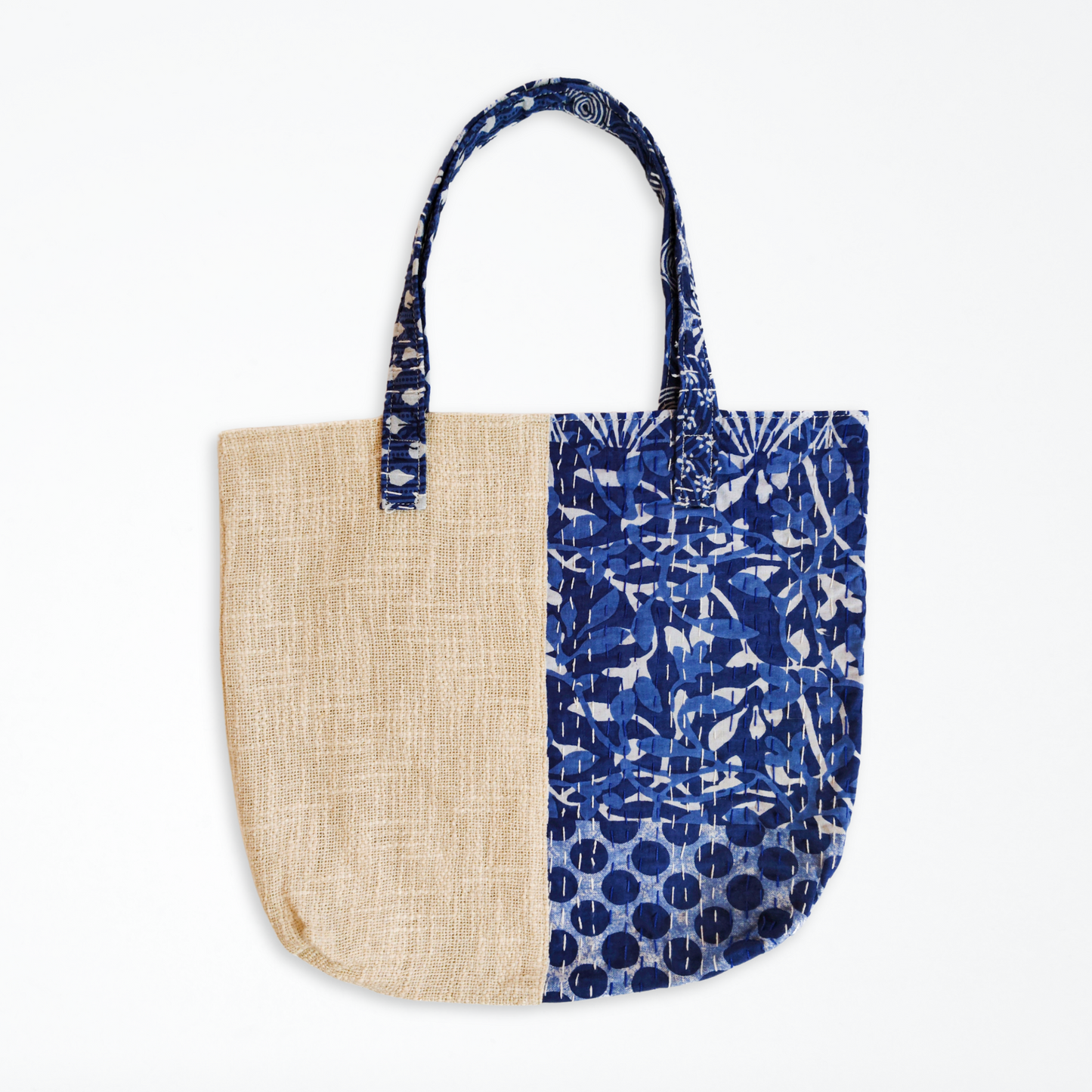 Kantha Patchwork Cotton Tote Bag- Indigo