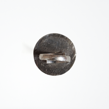 Hand Painted Peacock Ring, Brass with Oxidised Polish